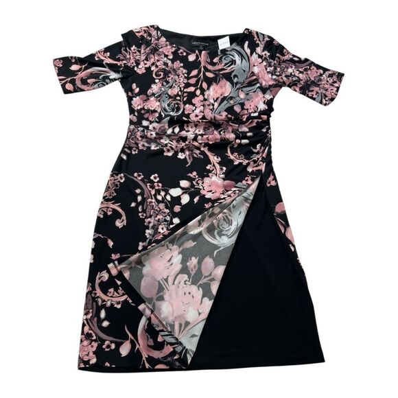 Connected Floral Black and‎ Pink Sheath Stretch Dress Sz 4P 4 Petite NEW - Picture 8 of 9